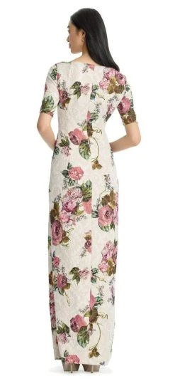 Adrianna Papell - AP1E204019 Floral Jacquard Dress With Slit