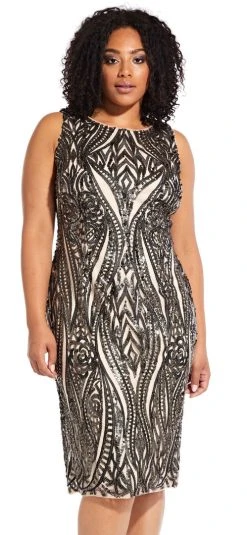 Adrianna Papell - AP1E204314 Sequined Jewel Cocktail Dress
