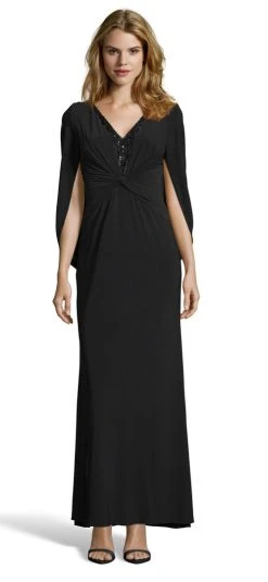 Adrianna Papell - AP1E204664 Knotted V-Neck Capelet Dress Formal Gowns