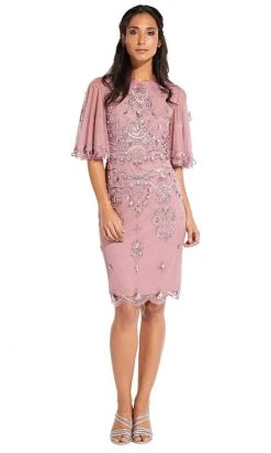 Adrianna Papell - AP1E205102 Flutter Sleeve Bedazzled Body Con Dress Cocktail Dresses