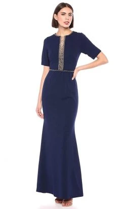 Adrianna Papell - AP1E205117 Embellished Panel Trumpet Crepe Dress Formal Gowns
