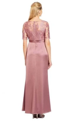 Formal Gowns Adrianna Papell - AP1E205141 Embroidered Bateau Satin Sheath Dress