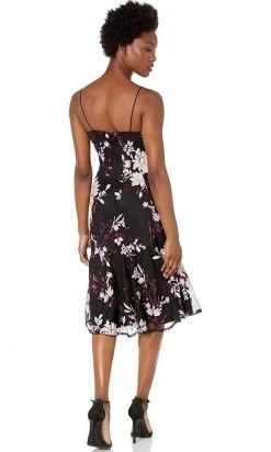 Adrianna Papell - AP1E205209 Tea Length Floral Sequined Trumpet Dress Cocktail Dresses