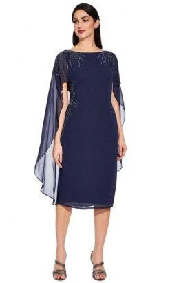 Cocktail Dresses Adrianna Papell - AP1E205401 Beaded Bateau Neck Illusion Chiffon Dress