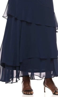 Adrianna Papell - AP1E205623 Embroidered V-Neck Tiered Sheath Dress Formal Gowns