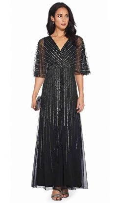 Adrianna Papell - AP1E205631 Long Sequined Mesh A-Line Dress 9 Adrianna Papell - AP1E205631 Long Sequined Mesh A-Line Dress