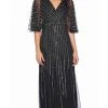 Adrianna Papell - AP1E205631 Long Sequined Mesh A-Line Dress 1 Adrianna Papell - AP1E205631 Long Sequined Mesh A-Line Dress