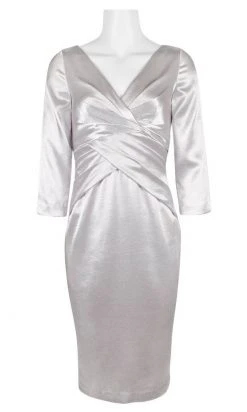 Plus Size Dresses Adrianna Papell - AP1E205746 V Neck Satin Fitted Dress 11 Plus Size Dresses Adrianna Papell - AP1E205746 V Neck Satin Fitted Dress