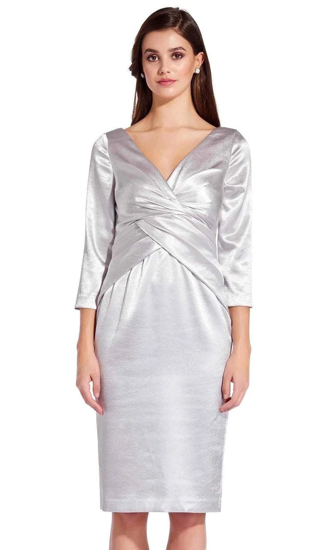 Plus Size Dresses Adrianna Papell - AP1E205746 V Neck Satin Fitted Dress 5 Plus Size Dresses Adrianna Papell - AP1E205746 V Neck Satin Fitted Dress
