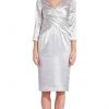 Plus Size Dresses Adrianna Papell - AP1E205746 V Neck Satin Fitted Dress
