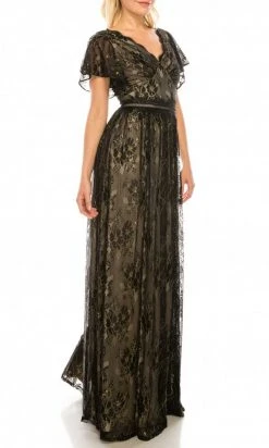 Formal Gowns Adrianna Papell - AP1E205747 Flutter Sleeve V-Neck Dress