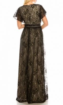 Formal Gowns Adrianna Papell - AP1E205747 Flutter Sleeve V-Neck Dress