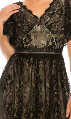 Formal Gowns Adrianna Papell - AP1E205747 Flutter Sleeve V-Neck Dress