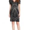 Adrianna Papell - AP1E205816 Short Sleeve Bead-Fringed Sheath Dress 1 Adrianna Papell - AP1E205816 Short Sleeve Bead-Fringed Sheath Dress