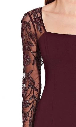 Formal Gowns Adrianna Papell - AP1E206039 Beaded Long Sleeve Square Neck Long Dress