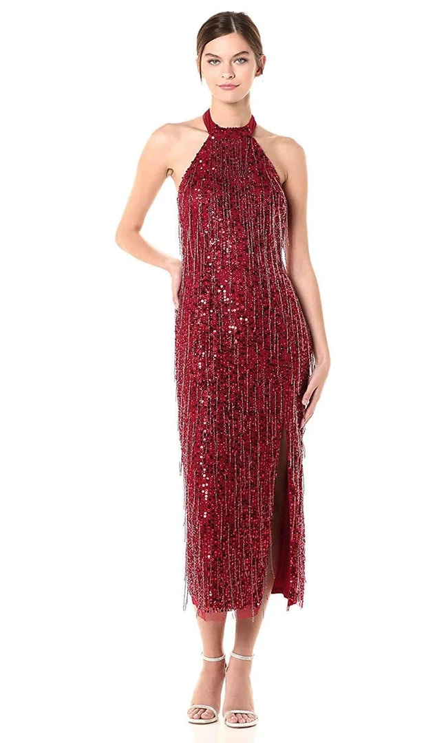 Adrianna Papell - AP1E206152 Sequined High Halter Sheath Dress Plus Size Dresses 3 Adrianna Papell - AP1E206152 Sequined High Halter Sheath Dress Plus Size Dresses