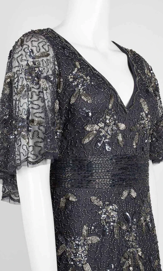 Adrianna Papell - AP1E206208 Long Beaded Cape Sleeve Sheath Dress Formal Gowns 6 Adrianna Papell - AP1E206208 Long Beaded Cape Sleeve Sheath Dress Formal Gowns