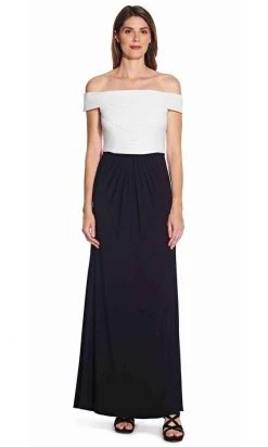 Adrianna Papell - AP1E206254 Pleated Off Shoulder Sheath Dress Formal Gowns