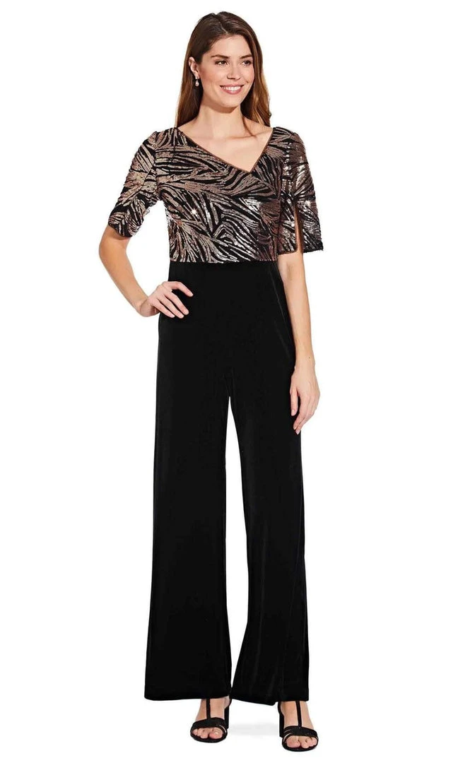 Adrianna Papell - AP1E206295 Split Sleeve Sequined Bodice Jumpsuit 5 Adrianna Papell - AP1E206295 Split Sleeve Sequined Bodice Jumpsuit