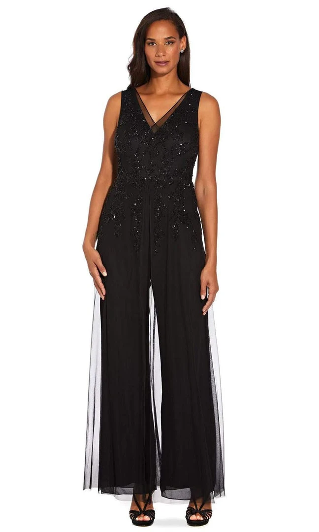 Adrianna Papell - AP1E206320 Embellished V Neck Jumpsuit 3 Adrianna Papell - AP1E206320 Embellished V Neck Jumpsuit