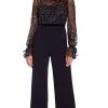 Adrianna Papell - AP1E206419 Illusion Long Sleeve Embellished Jumpsuit
