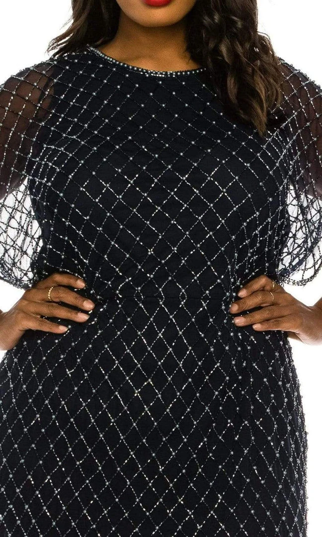 Cocktail Dresses Adrianna Papell - AP1E206467W Beaded Jewel Short Sleeves Dress 6 Cocktail Dresses Adrianna Papell - AP1E206467W Beaded Jewel Short Sleeves Dress