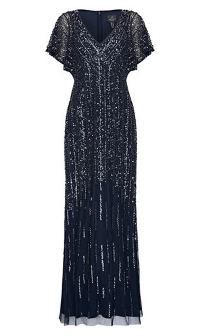 Adrianna Papell - AP1E206494 Embellished V Neck Sheath Dress Formal Gowns 9 Adrianna Papell - AP1E206494 Embellished V Neck Sheath Dress Formal Gowns