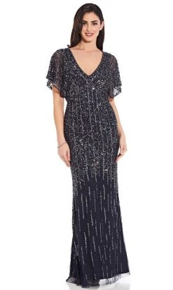 Adrianna Papell - AP1E206494 Embellished V Neck Sheath Dress Formal Gowns