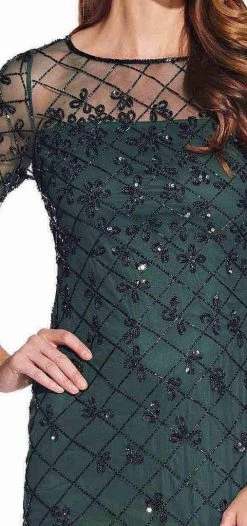 Adrianna Papell - AP1E206544 Illusion Long Sleeve Lattice Ornate Dress Formal Gowns