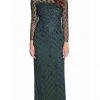 Adrianna Papell - AP1E206544 Illusion Long Sleeve Lattice Ornate Dress Formal Gowns