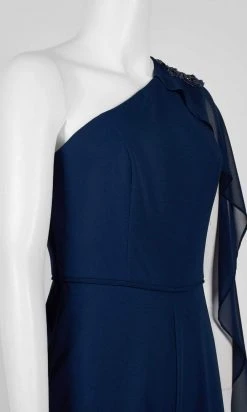 Plus Size Dresses Adrianna Papell - AP1E206604 Flutter Sleeve One Shoulder Jumpsuit