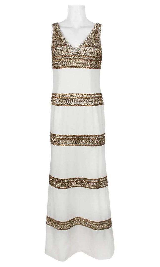 Adrianna Papell - AP1E206786 Embellished V-Neck Sheath Dress 6 Adrianna Papell - AP1E206786 Embellished V-Neck Sheath Dress