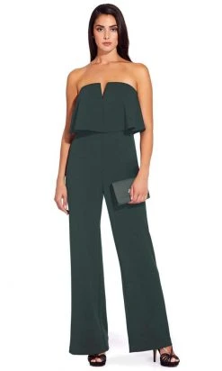 Plus Size Dresses Adrianna Papell - AP1E206916 Strapless Flounce Bodice Crepe Jumpsuit