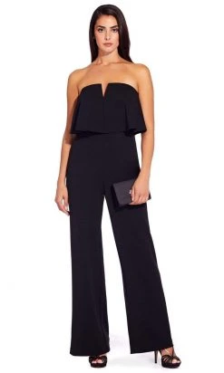 Plus Size Dresses Adrianna Papell - AP1E206916 Strapless Flounce Bodice Crepe Jumpsuit