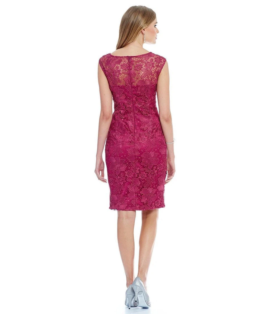 Adrianna Papell - Bateau Neckline Lace Cocktail Dress 81925540 4 Adrianna Papell - Bateau Neckline Lace Cocktail Dress 81925540