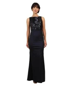Formal Gowns Adrianna Papell - Bateau Neckline Sequined Long Dress AP1E200234