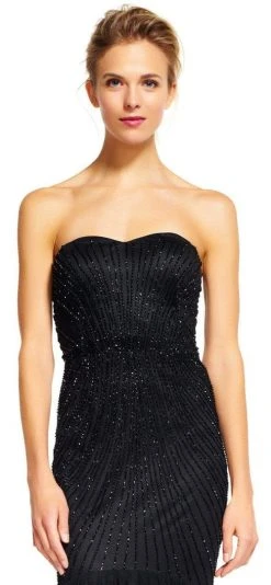 Adrianna Papell - Beaded Tulle Mermaid Gown AP1E200879 Formal Gowns