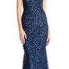 Adrianna Papell - Cross-Stringed Back Sequined Halter Gown AP1E202438 - 1 Pc Deep Blue In Size 16 Available 1 Adrianna Papell - Cross-Stringed Back Sequined Halter Gown AP1E202438 - 1 Pc Deep Blue In Size 16 Available