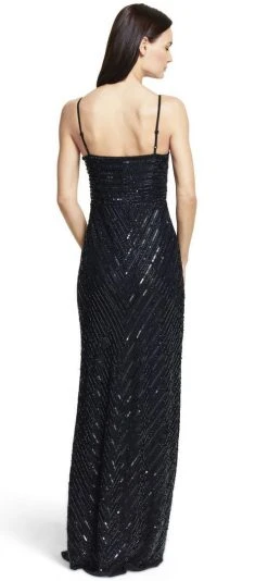 Adrianna Papell - Fine Strap Fully Beaded V-Neck Gown 91905320 Long Dresses