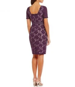 Adrianna Papell - Floral Lace Cocktail Dress AP1D100438 5 Adrianna Papell - Floral Lace Cocktail Dress AP1D100438