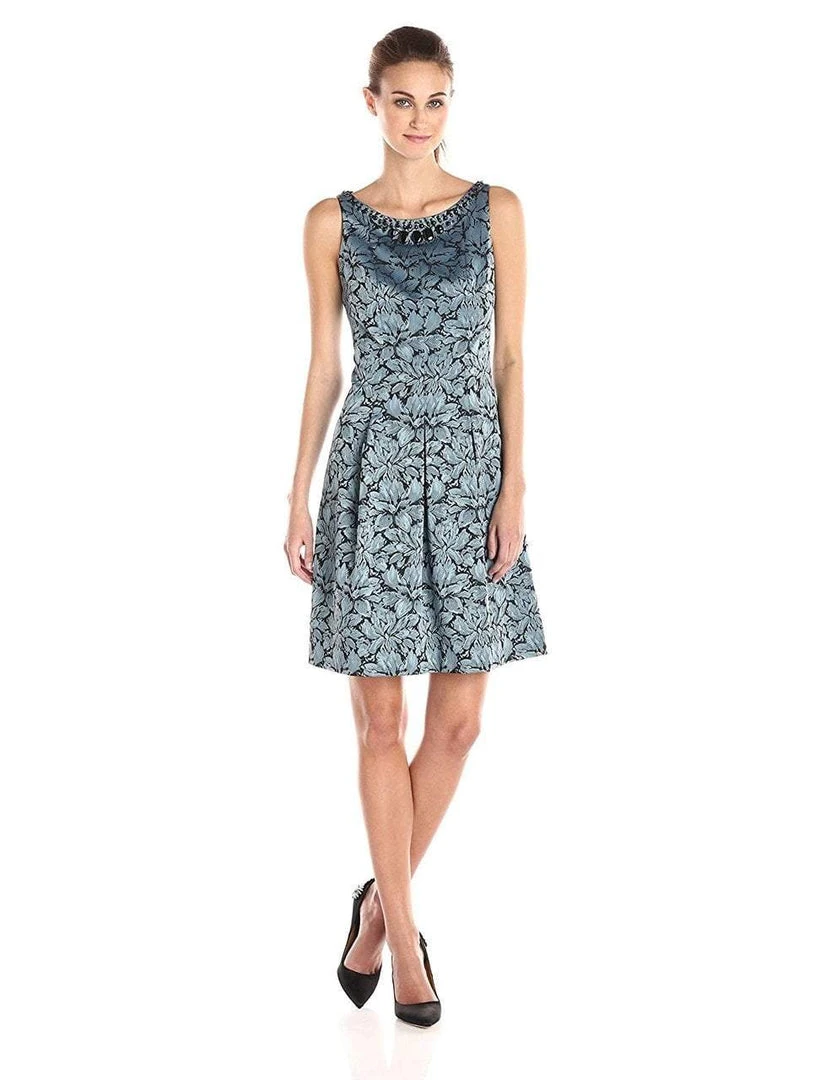 Adrianna Papell - Floral Print Jacquard Short Dress 15252820 3 Adrianna Papell - Floral Print Jacquard Short Dress 15252820
