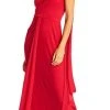Adrianna Papell - Gathered Bodice Draped Jersey Gown AP1E202251 - 1 Pc Cardinal In Size 6 Available Formal Gowns