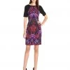 Adrianna Papell - Graphic Floral Color Block Sheath Dress AP1D100057 - 1 Pc Pink Multi In Size 6 Available Cocktail Dresses