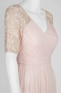 Adrianna Papell - Half Sleeve Pin-Tucked Bodice Long Gown AP1E201417 - 1 Pc Blush In Size 12 Available Formal Gowns 9 Adrianna Papell - Half Sleeve Pin-Tucked Bodice Long Gown AP1E201417 - 1 Pc Blush In Size 12 Available Formal Gowns