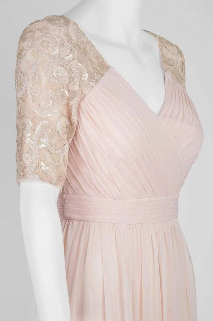 Adrianna Papell - Half Sleeve Pin-Tucked Bodice Long Gown AP1E201417 - 1 Pc Blush In Size 12 Available Formal Gowns 6 Adrianna Papell - Half Sleeve Pin-Tucked Bodice Long Gown AP1E201417 - 1 Pc Blush In Size 12 Available Formal Gowns