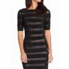 Plus Size Dresses Adrianna Papell - Half Sleeve Stripe Jersey Sheath Dress AP1D103321 - 1 Pc Black Pale Pink In Size 18 Available