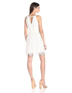 Adrianna Papell - Halter Neck Short Lace Dress 13263700