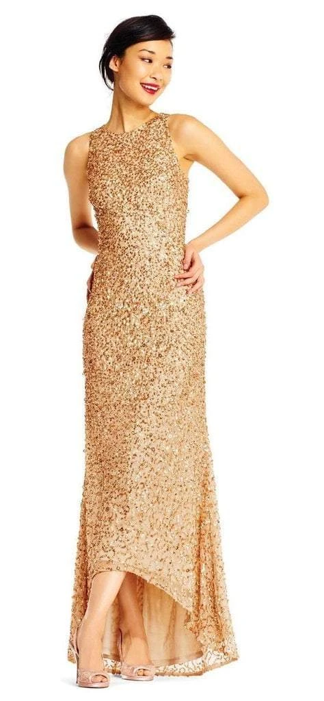 Formal Gowns Adrianna Papell - High Low Sequin Beaded Sleeveless Gown AP1E201754 - 1 Pc Champagne Gold In Size 16 Available 3 Formal Gowns Adrianna Papell - High Low Sequin Beaded Sleeveless Gown AP1E201754 - 1 Pc Champagne Gold In Size 16 Available