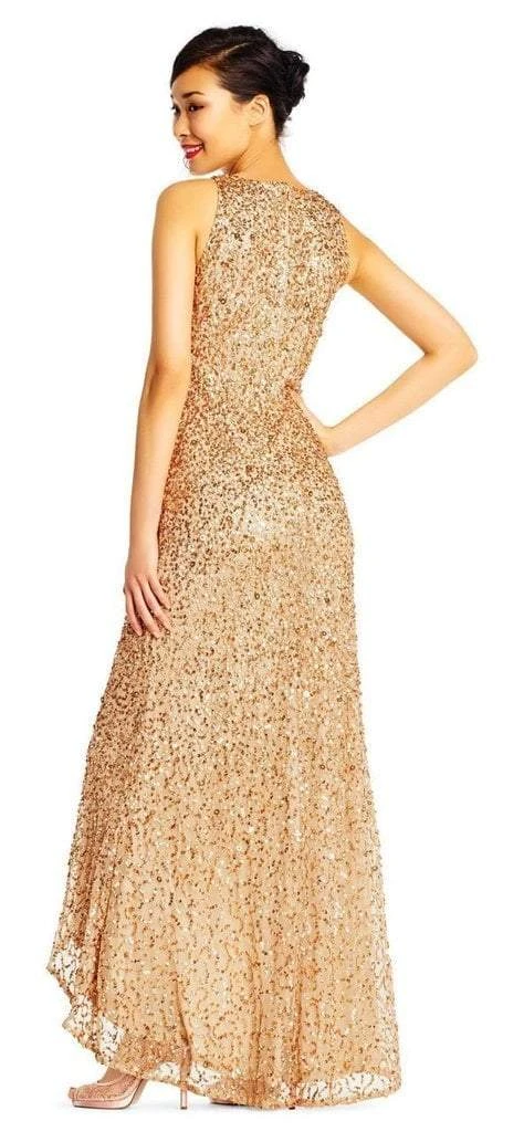 Formal Gowns Adrianna Papell - High Low Sequin Beaded Sleeveless Gown AP1E201754 - 1 Pc Champagne Gold In Size 16 Available 4 Formal Gowns Adrianna Papell - High Low Sequin Beaded Sleeveless Gown AP1E201754 - 1 Pc Champagne Gold In Size 16 Available