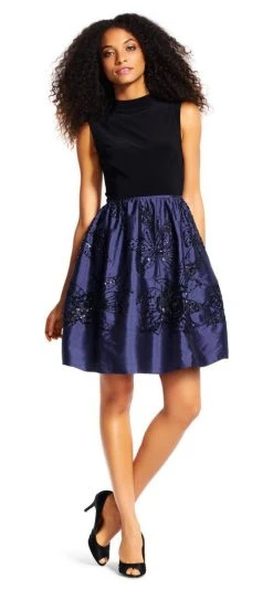 Adrianna Papell - High Neckline Embellished Short Dress AP1E200162 Cocktail Dresses